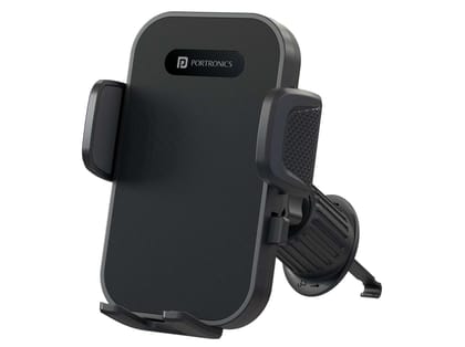Portronics Clamp Y Adjustable Air Vent Smartphones Mobile Holder for Car with 360 Rotational, One Click Release Button, Compatible with 4.8 to 6.8 inch Devices