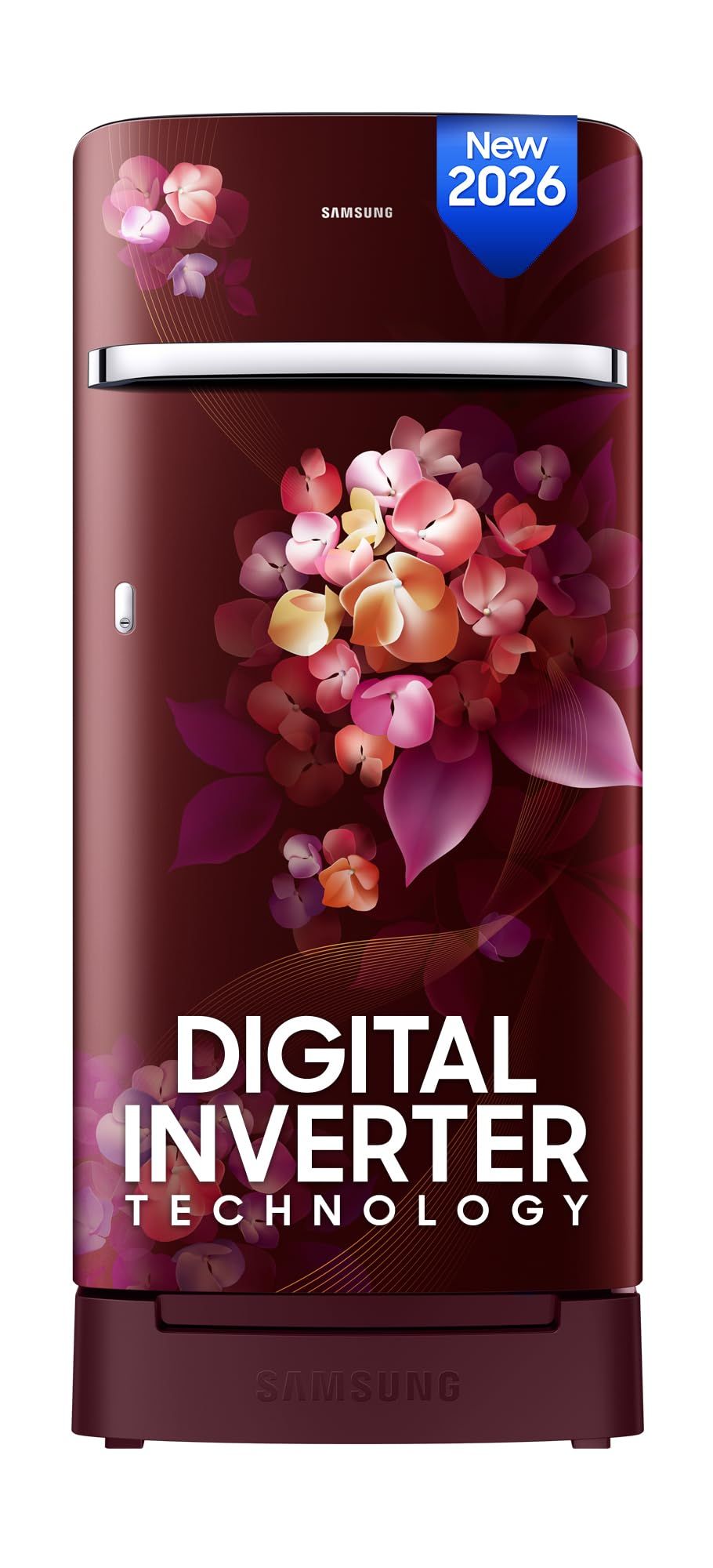 Samsung 215 L, 5 Star, Digital Inverter, Direct-Cool Single Door Refrigerator (RR23H2H35HT/HL, Red, Hydrangea Plum, Base Stand Drawer, Single Touch Defrost, 2026 Model) Samsung 215 L, 5 Star, Digital Inverter, Direct-Cool Single Door Refrigerator (RR23H2