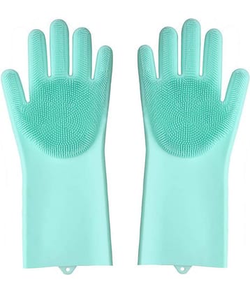 Bramble Washing Silicon Hand Gloves with Scrubber for Kitchen Cleaning, Utensils Rubber Universal Size Cleaning Glove