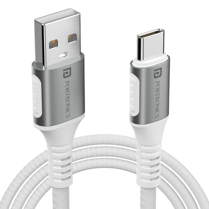 *Summer Sale* Portronics Konnect X USB to Type C Cable With 3A Output, Fast Charging & Data Transfer, Nylon Braided, Aluminium Alloy Shell, 1M Type C