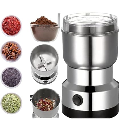 Electric Stainless Steel Coffee & Spice Grinder with Transparent Lid