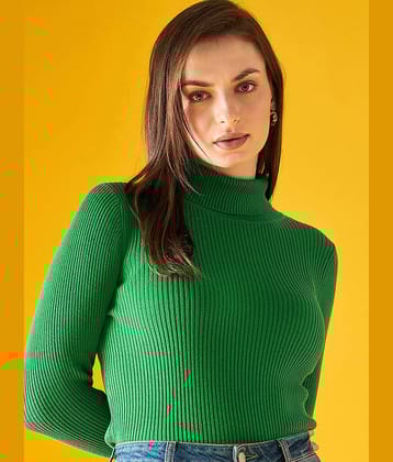 98 Degree North Cotton High Neck Women's Pullovers - Green (Pack of 1)