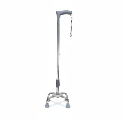 Quad Base Walking Cane - Stainless Steel