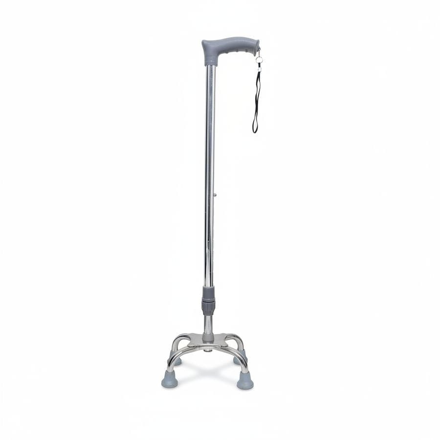 Quad Base Walking Cane - Stainless Steel
