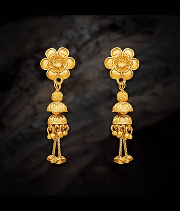 LUV FASHION Golden Drop Earrings ( Pack of 1 )