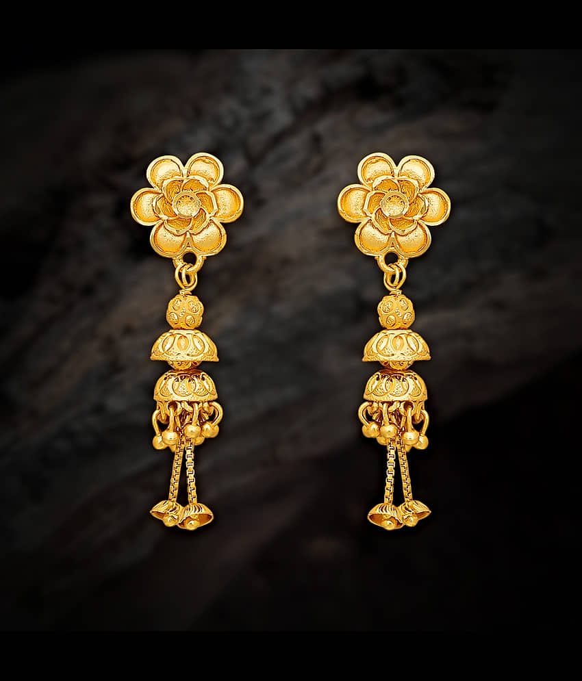 LUV FASHION Golden Drop Earrings ( Pack of 1 )