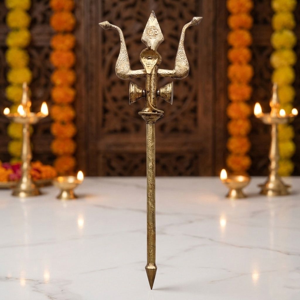 Brass Trishul, Height : 48 Inch (ZMAS138 T)