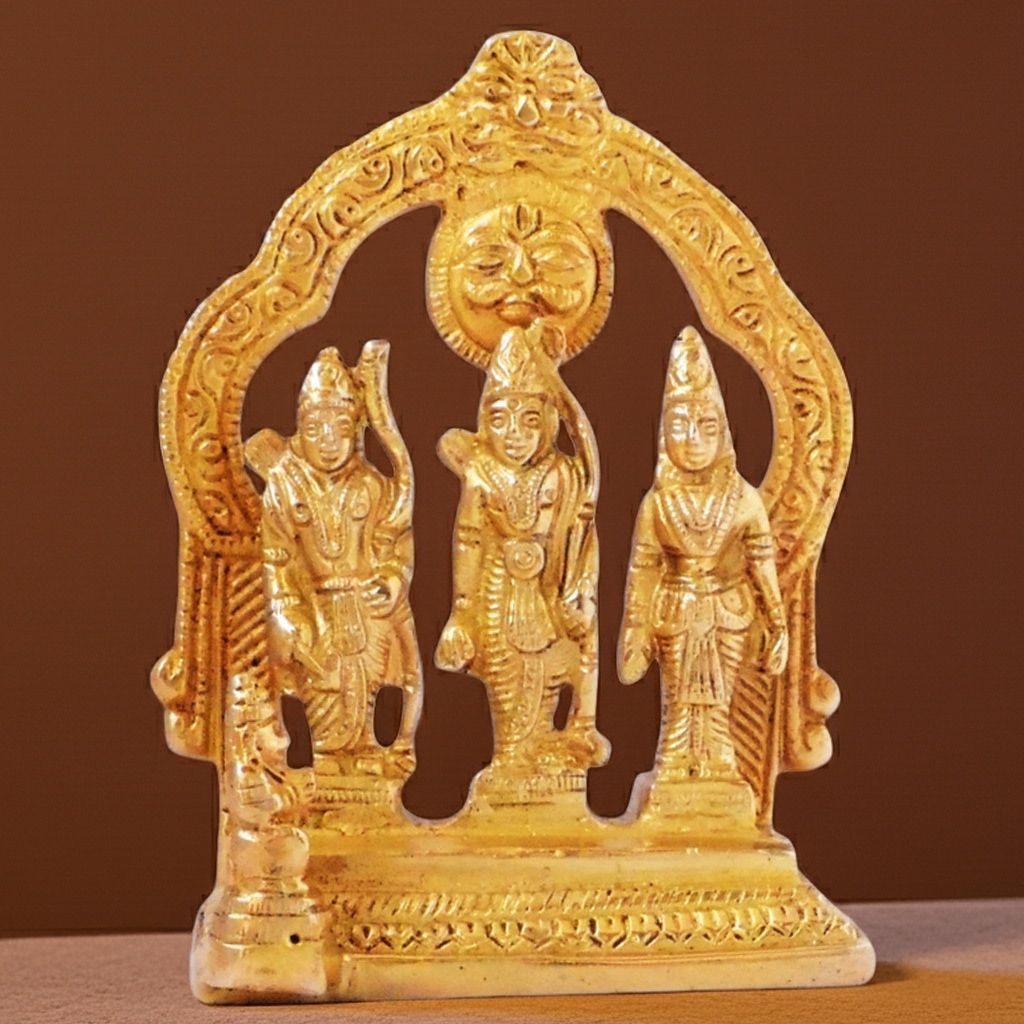 Brass Ram Darbar Showpiece Statue | Premium Brass Ram Parivar Idol, Height : 5 Inch (BSMAS1096 A)