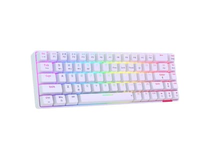 Portronics Hydra 10 Mechanical Wireless Gaming Keyboard with Bluetooth 5.0 + 2.4 GHz, RGB Lights 16.8 Million Colors, Type C Charging, Compatible with PCs, Smartphones and Tablets - White+Brown