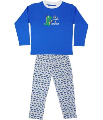 KABOOS Pack of 1 Boys 100% Cotton Nightsuit Set ( Sky Blue )