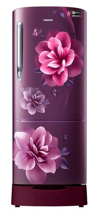 Samsung 183 L, 3 Star, Digital Inverter, Direct-Cool Single Door Refrigerator (RR20C1823CR/HL, Red, Camellia Purple, Base Stand Drawer, 2023 Model)