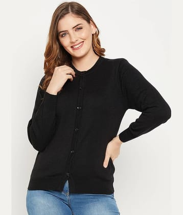 zigo Woollen Round Neck Women's Buttoned Cardigans - Black (Pack of 1)