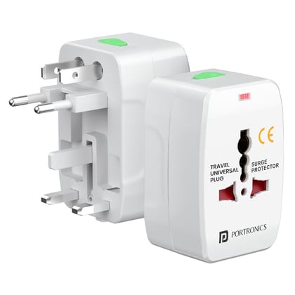 Portronics Juicemate Go Universal Travel Adapter with 6A AC Socket Output,Universal AC Socket, All in One International Travel Fast Charging Adapter,Suitable for 180+ Countries