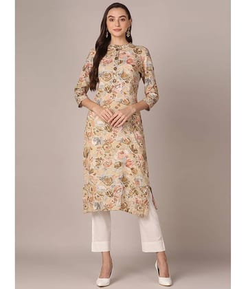 Vaamsi Cotton Blend Printed Straight Women's Kurti - Khaki ( Pack of 1 )