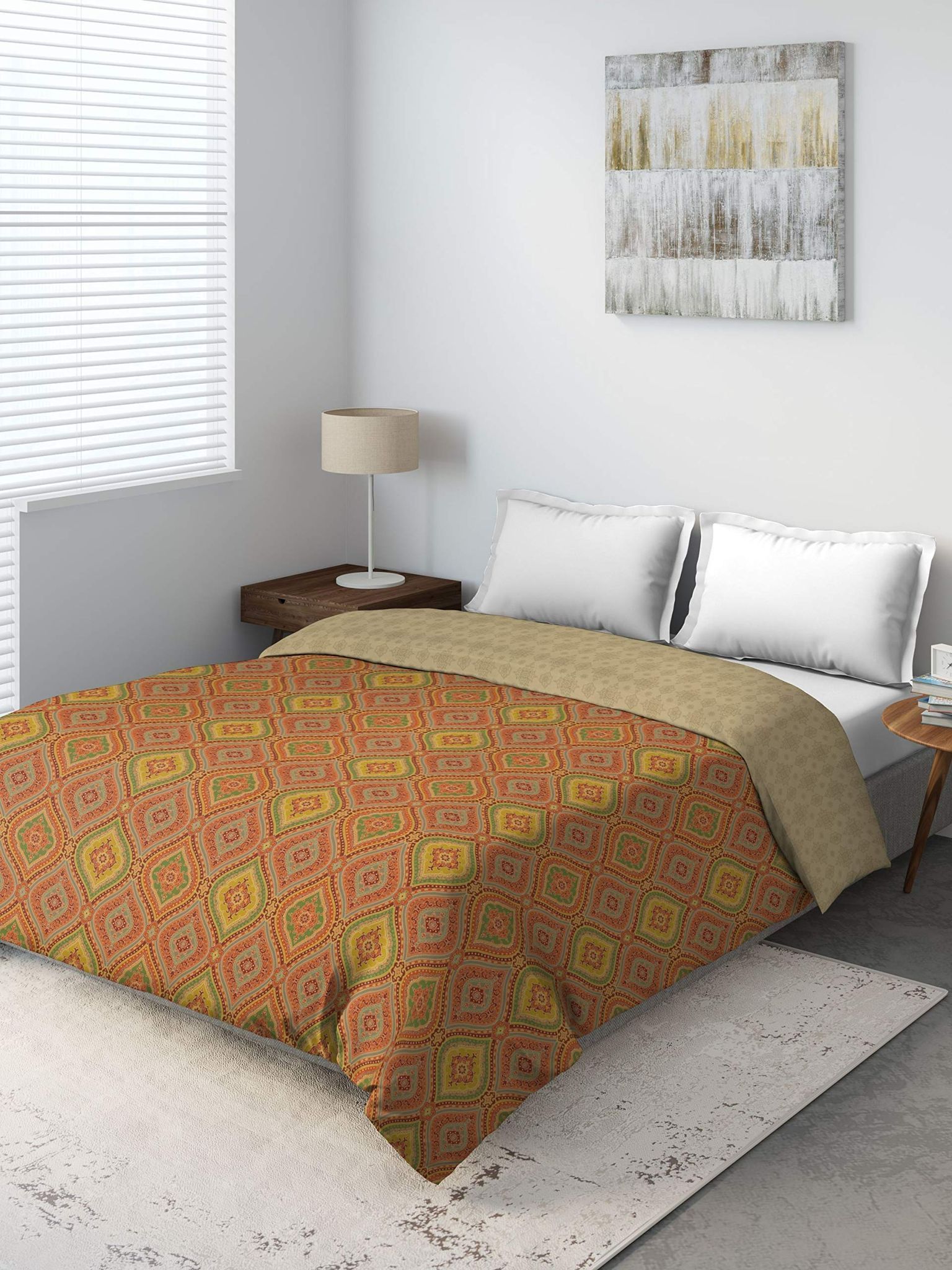DDECOR - Primary Collection 100% Cotton Ethnic Pattern 136TC King Quilt |229 CM X 274 CM| - Red