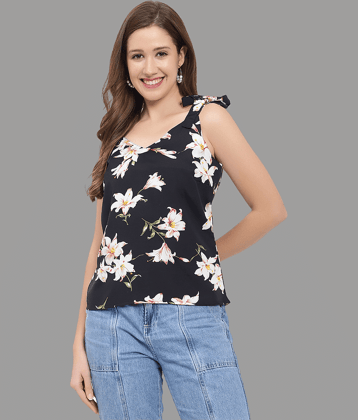 GALWIZ Women's Crepe A-Line Top ( Black )