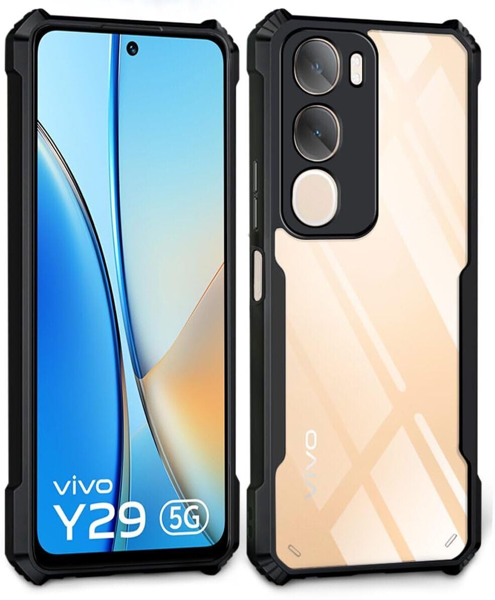 PLUGTECH Slim Shockproof Case | Matte Black Soft | Drop Protection | Precise Cutouts | Premium Mobile Cover for vivo Y29 5G