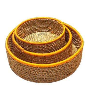 Natural Sabai Grass Basket Set Of Three