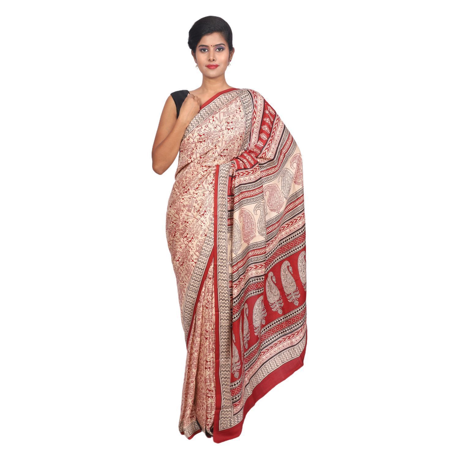 HANDLOOM MULBERRY SILK SAREE WITH BLOUSE (SKU - 3H0204120422 SAREE- 220)