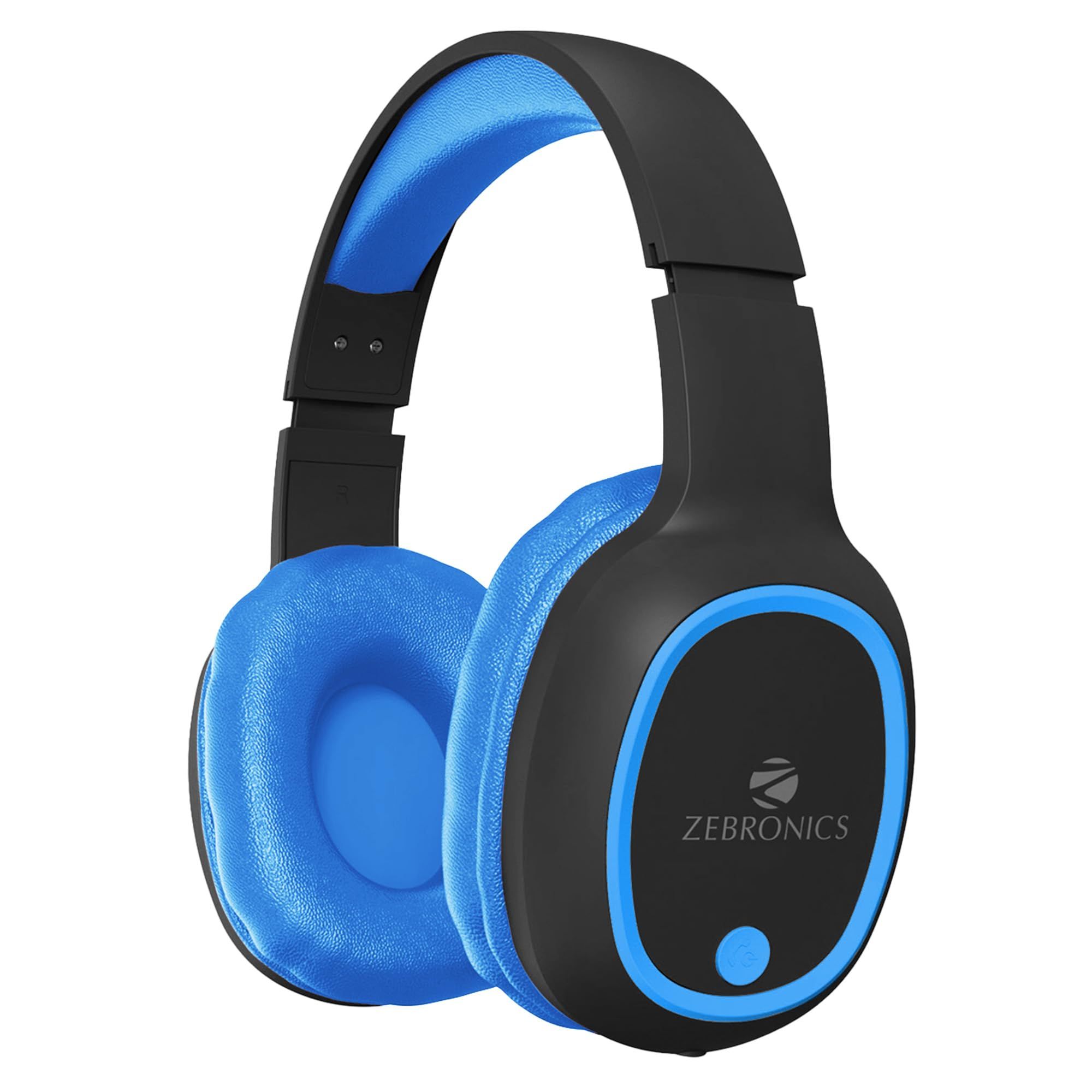 ZEBRONICS Thunder Over Ear Bluetooth 5.3 Wireless Headphones with 60H Backup, Gaming Mode, Dual Pairing, Enc, Aux, Micro Sd, Voice Assistant, Comfortable Earcups, Call Function (Blue) ZEBRONICS Thunder Over Ear Bluetooth 5.3 Wireless Headphones with 60H 