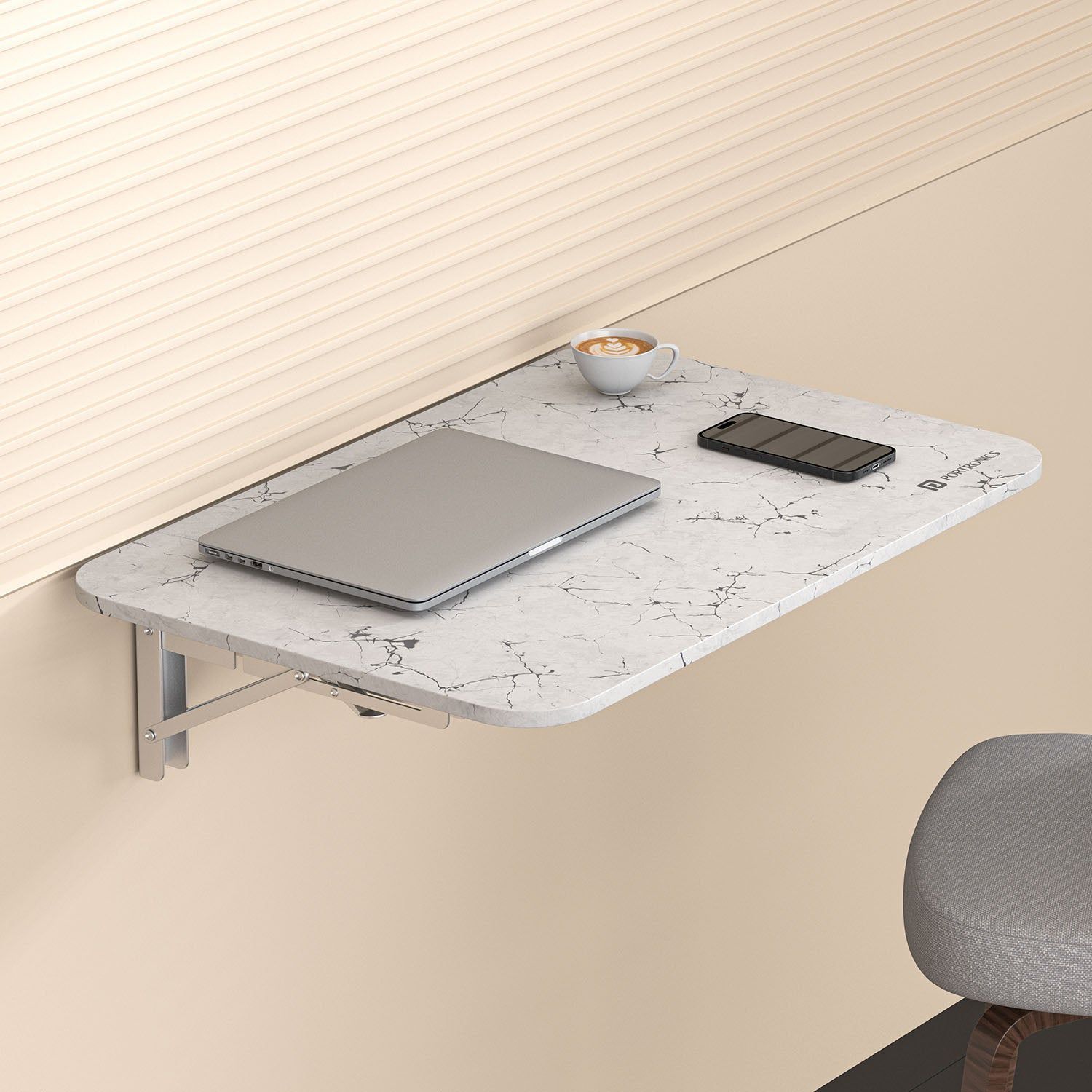 Portronics Metal My Buddy L Folding Wall Mounted Table for Study, Laptop, Home & Office