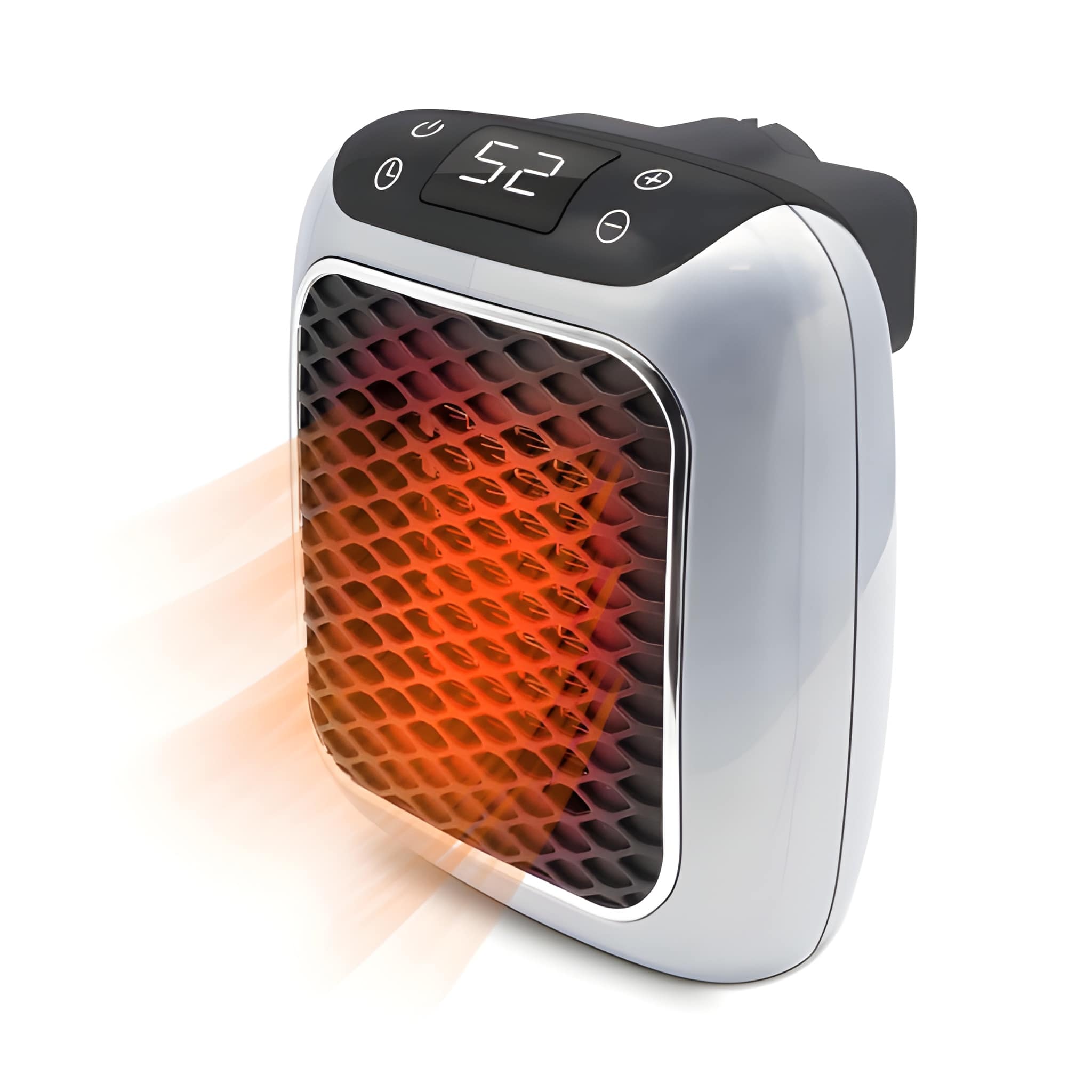 Handy Heater Turbo 800 Wall Outlet Space Heater | Ceramic Mini Heater with Adjustable Thermostat & 12-Hour Timer | Portable Quiet Room Heater with Auto Shut-Off