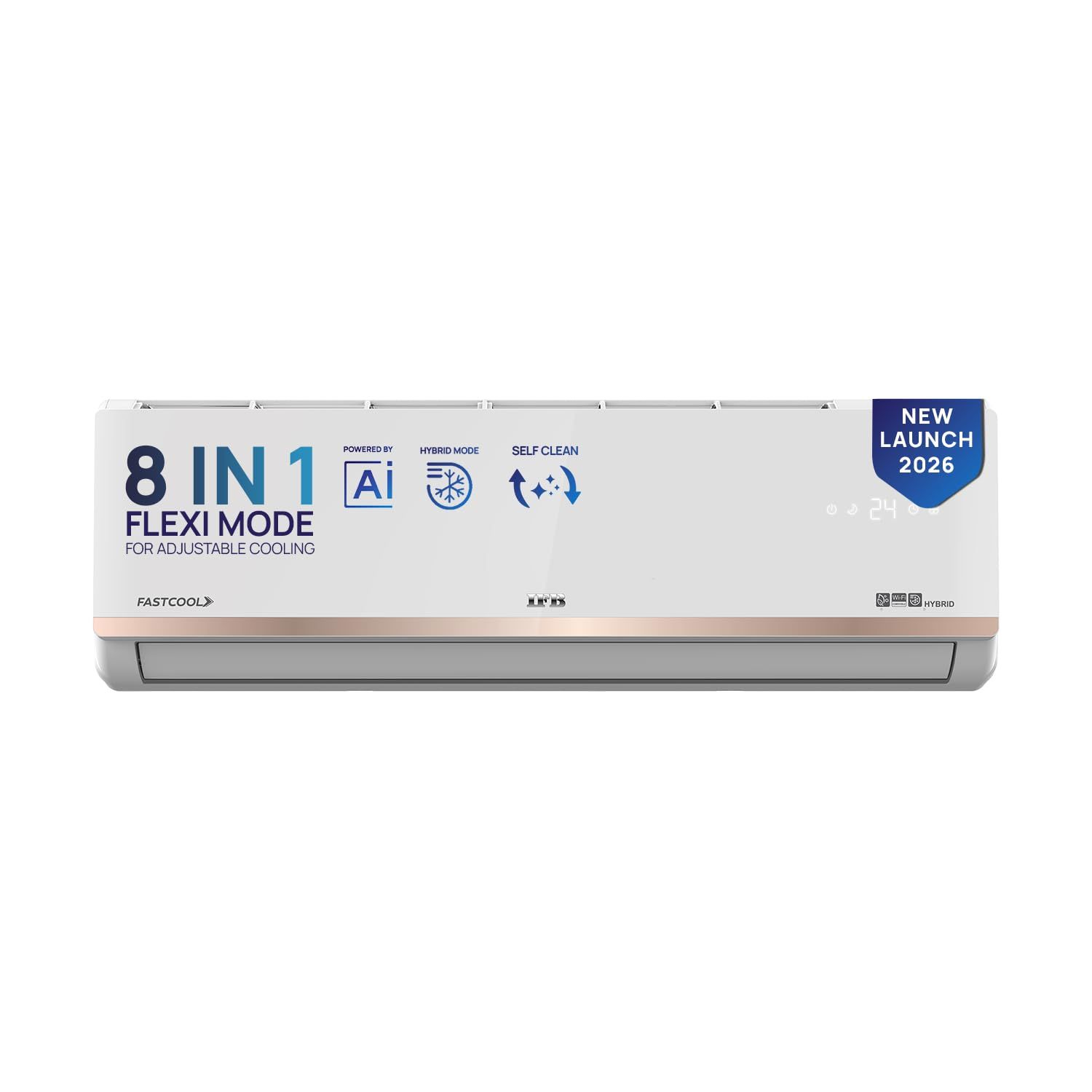 IFB 1.5 Ton 5 Star,New star rated,AI Powered Inverter Split AC,Hybrid Mode, 8in1 Flexi Mode,Heavy Duty Compressor, 4 Way Swing, Self Clean, Dual Gold Fins,100% Copper Tubes,CI205GN32RGM3, white IFB 1.5 Ton 5 Star,New star rated,AI Powered Inverter Split