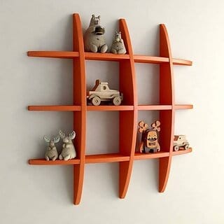 Onlinecrafts Wooden Wall Self Tarck Orange Wooden Wall Shelf (Number Of Shelves - 12, Orange)