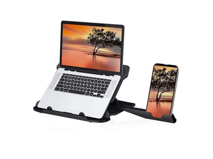 Portronics My Buddy Hexa 22 Laptop Stand with 360 Rotation Base, Mobile Stand, 7 Adjustable Heights, Air Ventilation, Portable & Foldable Design for Upto 15.6 Inches Laptops & MacBook (Black)