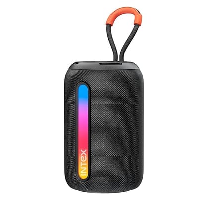 Intex Beast 5X Newly Launched Bluetooth Speaker | 360 Iconic Surround Sound | Rhythmic RGB LED Light | TWS Feature | Type-C Fast Charging | Upto 5 Hrs Playback | BT 5.4 for Party & Travel (Black)