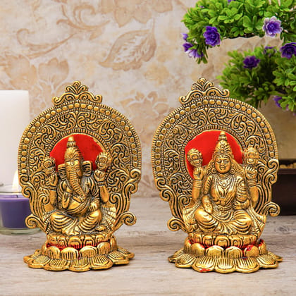 Craftlayout Metal Lakshmi Ganpati Statue with Golden Finish 6.5 Inch Craftlayout Metal Lakshmi Ganpati Statue with Golden Finish 6.5 Inch