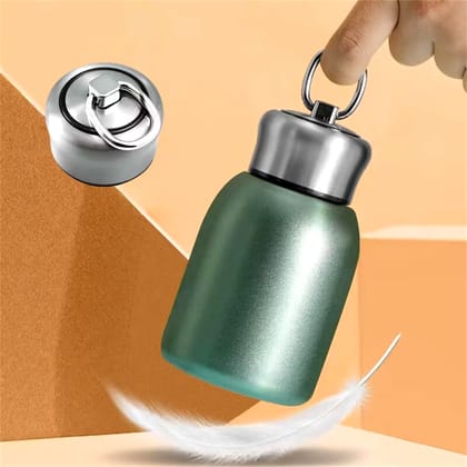 Portable Insulated Stainless Steel Water Bottle 300 ml | Vacuum Flask for Hot & Cold Drinks | Leakproof Travel Bottle with Hanging Ring | Retro Design  by Ruhi Import Store