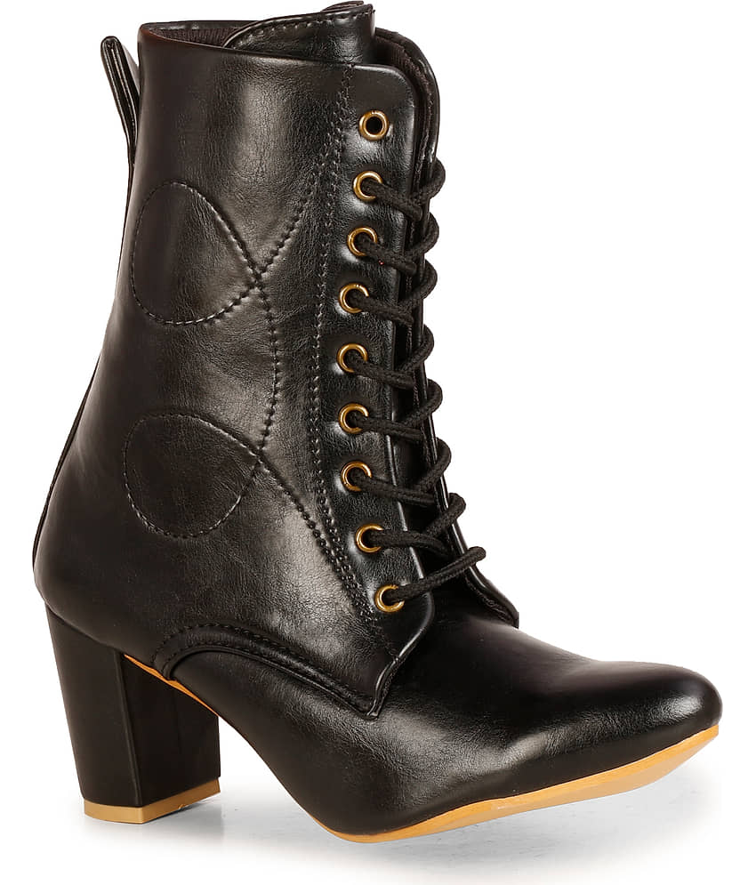 Ishransh - Black Women's Mid Calf Length Boots