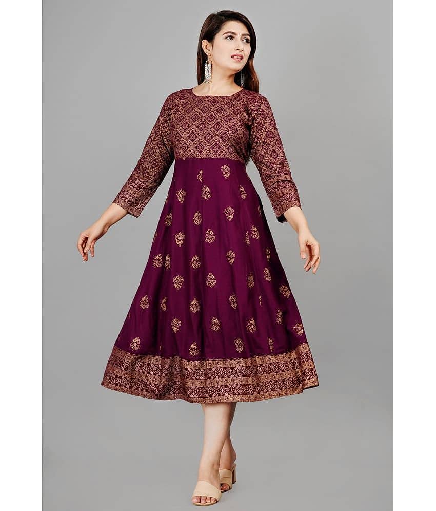 SIPET - Navy Blue Rayon Women's Anarkali Kurti ( Pack of 1 )