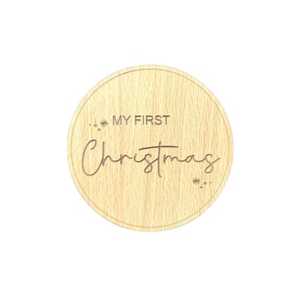 The Baby First Box Baby's First Christmas Wooden Sign, Milestone Photo Prop, Laser-Engraved MDF Keepsake, Includes Stand, Brown, 5 Inches