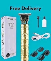 Vintage T9 Cordless Professional Barber Trimmer for Men | Precision Hair Cutting & Beard Styling Machine