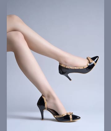 Shoetopia Heel-032-Black Black Women's Pumps Heels