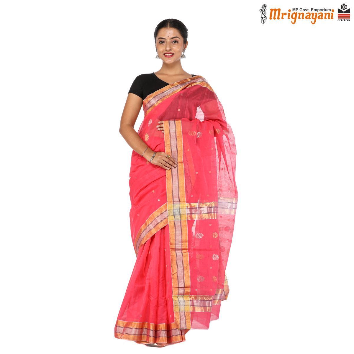 HANDLOOM CHANDERI SILK SAREE WITH BLOUSE (SKU - 1SC101310522 SAREE-1048)