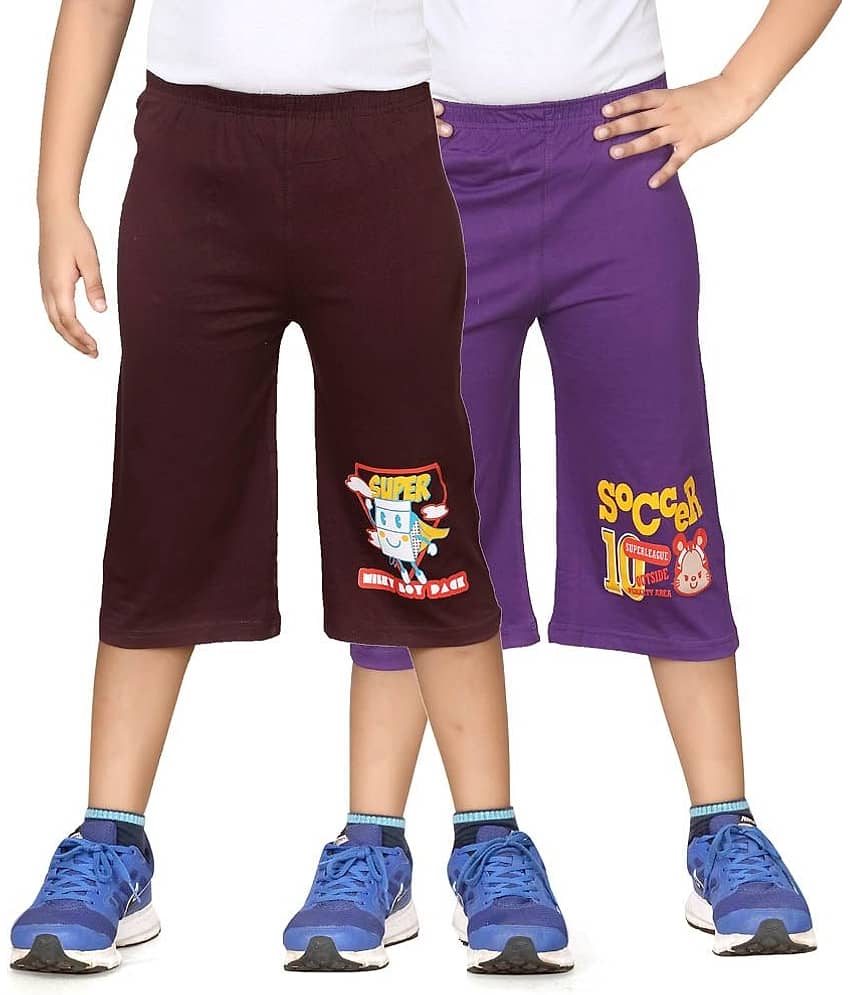 Dongli Pack of 2 Cotton Three-Fourth For Boys ( Brown )