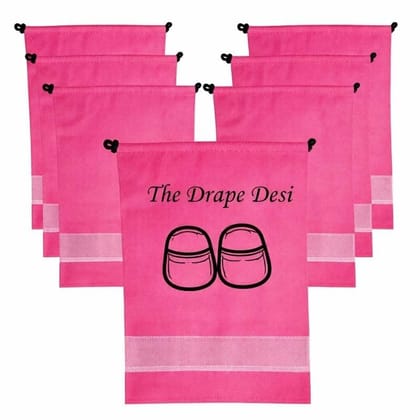 The Drape Desi Transparent Rose Pink Color Shoe Bag for Travel & Storage – Dustproof Rose Pink Shoe Cover Pouch for Men & Women | Shoe Organizer for Luggage & Wardrobe (Pack of 10)