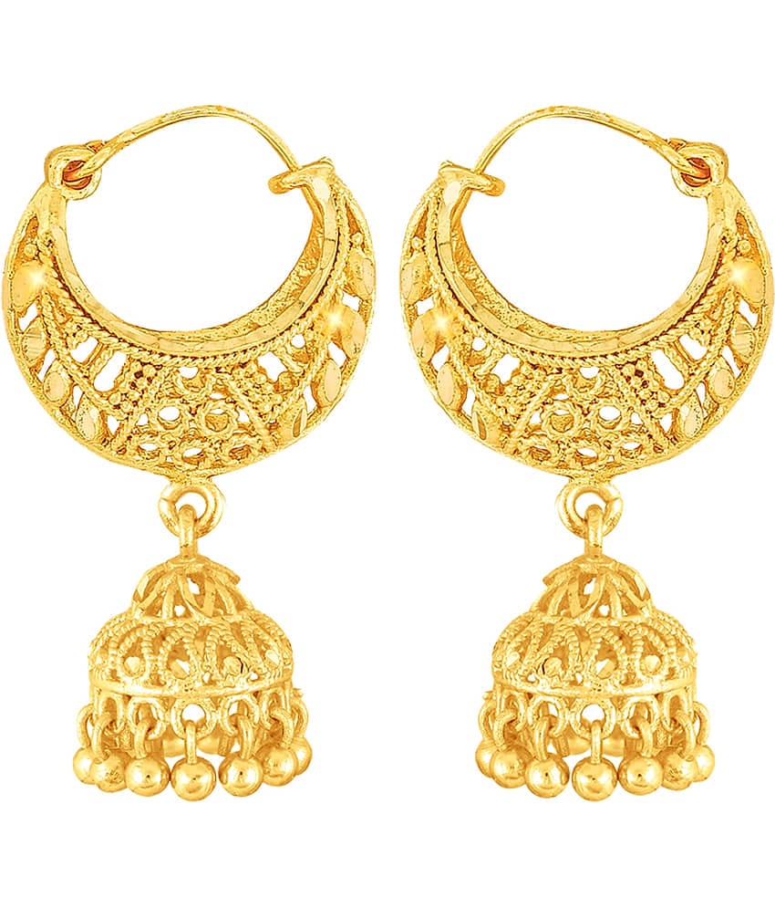 VIVASTRI Golden Jhumki Earrings ( Pack of 1 )