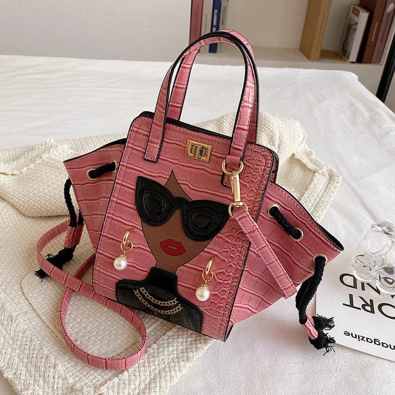 Wholesale foldable ladies handbag black face pattern crossbody bag new crocodile pattern women purse