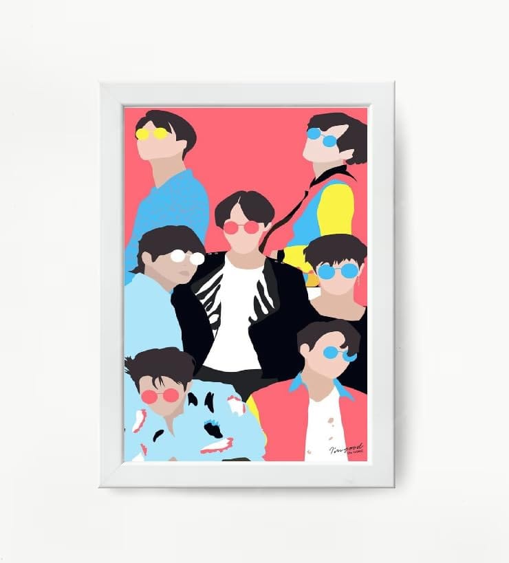 NOKKES Bts Army Bangtan Boy V suga J-Hope Jungkook Jin Jimin Rm 5X7 Inch Size Photo Frame Photo Home Office_AQW304