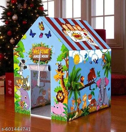 Nmentoutd Jungle Theme Kids Play Tent House, Foldable Indoor Outdoor Playhouse Tent - For Boys & Girls (Multicolor)