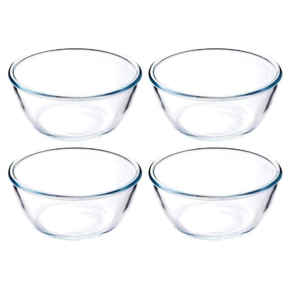 Femora Borosilicate Glass Solid Microwave Safe All-Purpose Mixing Bowl (3600 ml) - Set of 4