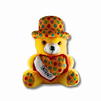 Saadhya Toys Yellow Teddy Bear with Hat &amp; Heart – 40 cm Soft Plush Teddy for Kids, Home Décor &amp; Romantic Gifting | Premium Love Teddy Bear