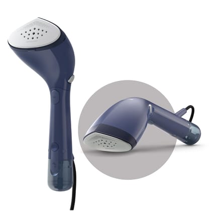 PHILIPS Handheld Garment Steamer for Clothes - No Burn Guarantee, Vertical and Horizontal Steaming with unique adjustable head, 1500 Watt Quick Heat Up, up to 28g/min steam (Deep Azur) STH7020/20 PHILIPS Handheld Garment Steamer for Clothes - No Burn Gua