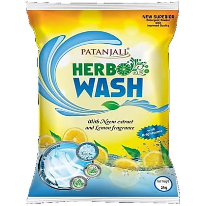Patanjali Herbo Wash Detergent Powder - Neem Extract & Lemon, 2 kg