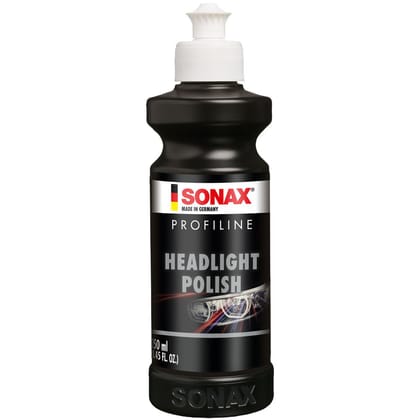 SONAX PROFILINE Headlight Polish 250 ml | Special Abrasive Polish for Restoring Yellowed & Matt Plastic Headlights | Increases Clarity, Luminous Efficiency for Safe Drive | Front & Rear Application