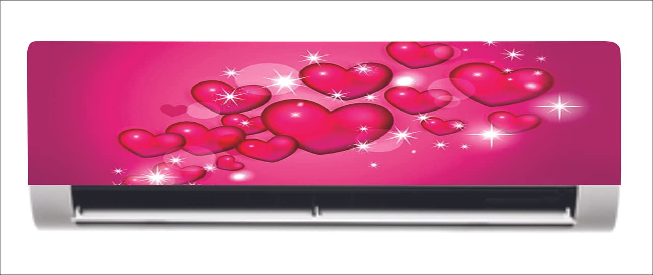 DreamKraft Decorative Pink Hearts with Light AC Sticker (Multicolor PVC Vinyl, 30cm X 91cm)